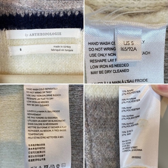 Anthropologie Pencey Sleeveless Cardigan Vest Knee Length Sz S Striped Longline - Picture 14 of 14